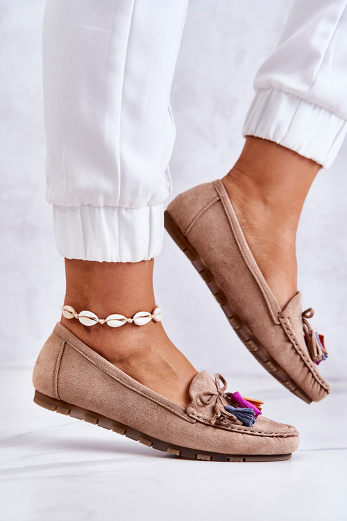 Жіночі замшеві лофери темно-бежеві Wilessa