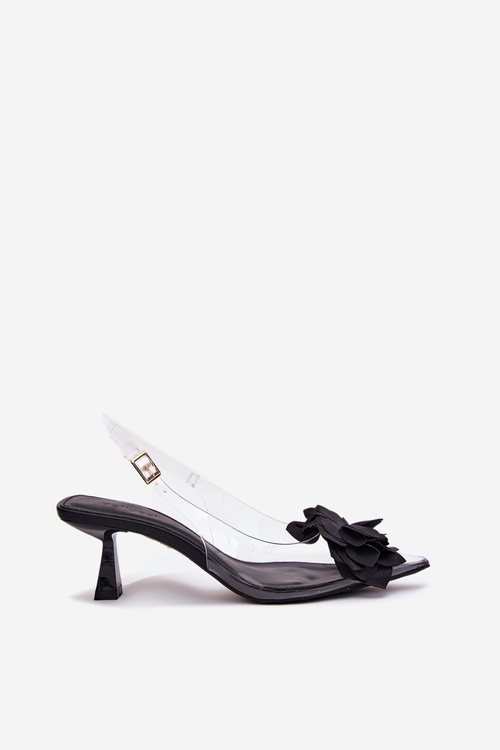Прозорі Туфлі На Шпильці З Декоративною Квіткою Чорні Risalie