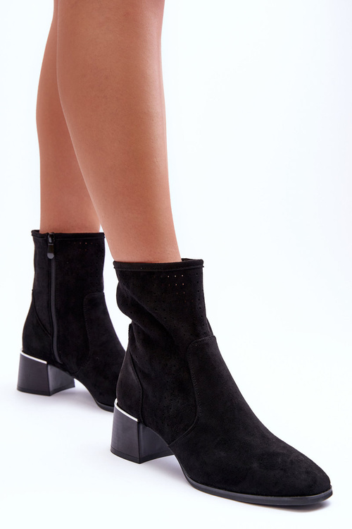 Замшеві чоботи Aperture на каблуці Чорні Perale