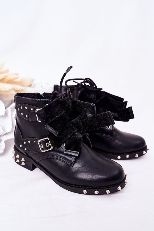 Дитячі теплі черевики на шпильці Lu Boo Black