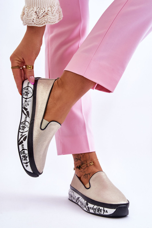 Жіночі шкіряні кросівки сліпони Gold Ottavia