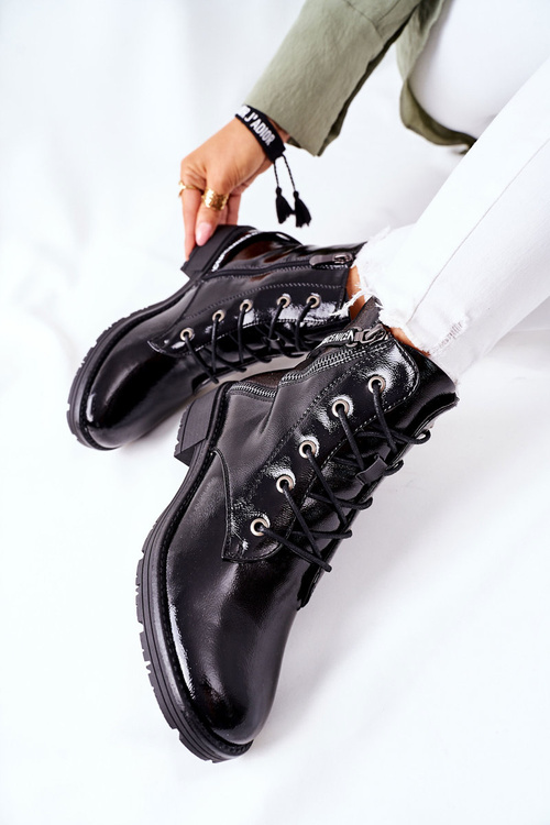 Жіночі черевики на плоскій підошві Workers Lacquered Black Goorey