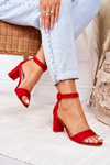 Жіночі босоніжки на шпильці замшеві червоні Lexi
