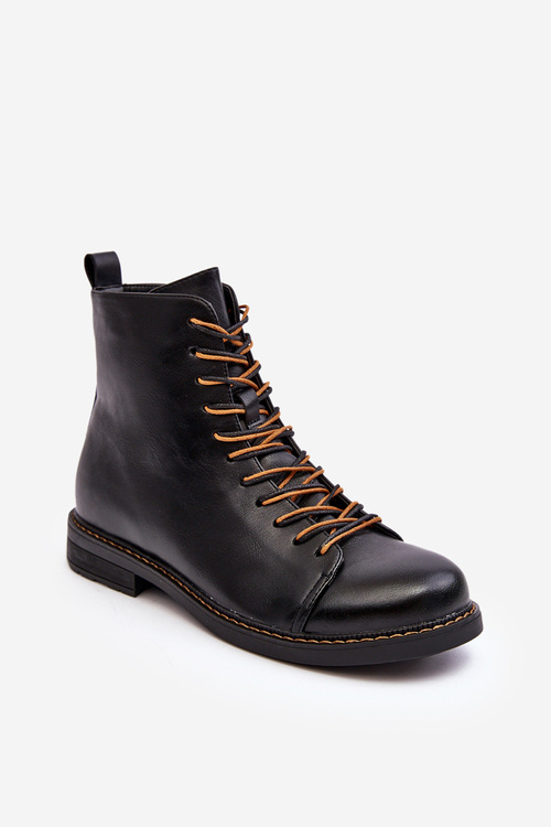 Жіночі шкіряні ботильйони чорного кольору Етель