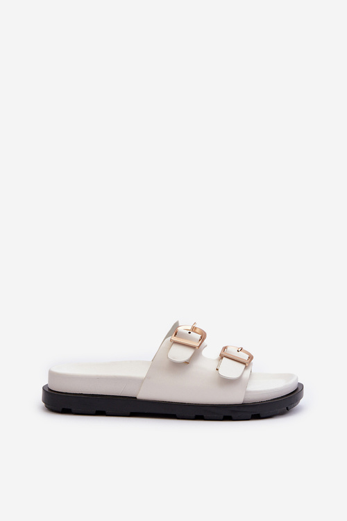 Жіночі босоніжки з екошкіри з пряжками білі Valmira