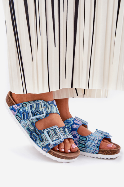 Жіночі Сандалі З Пряжками Та Блискітками S.Barski RB51-006 Сині