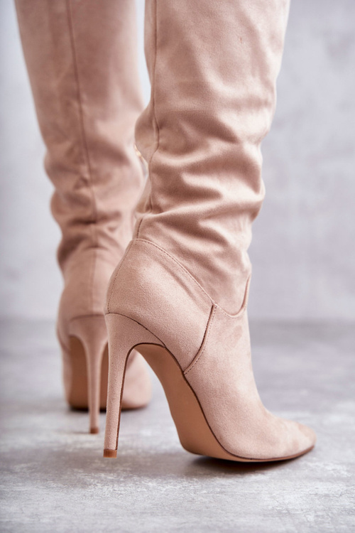 Класичні замшеві чорні чоботи на бежевій Ameya