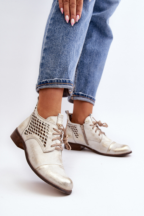 Срібні шкіряні жіночі чоботи Zazoo 2878 з низьким вирізом