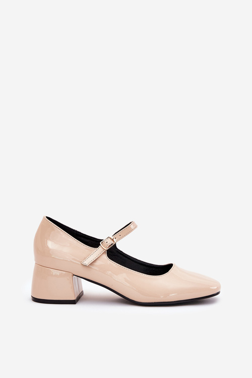 Лаковані Чоботи З Ремінцем І Пряжкою Бежеві Savilae