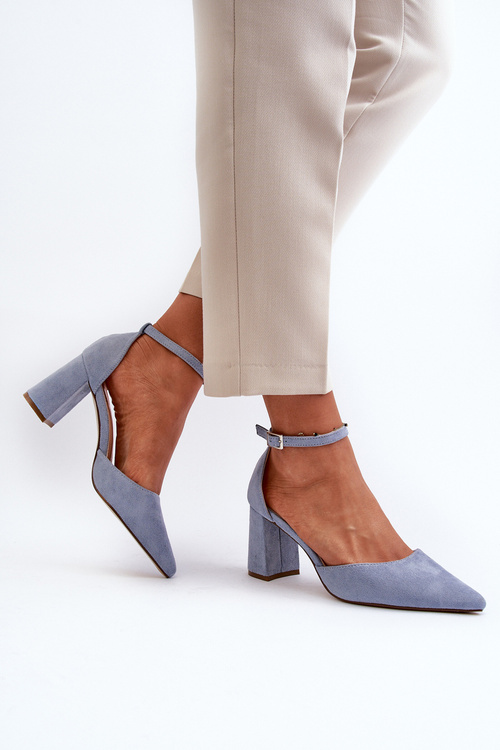 Туфлі-човники на високому каблуці з гострим носком Eco Suede Blue Halene