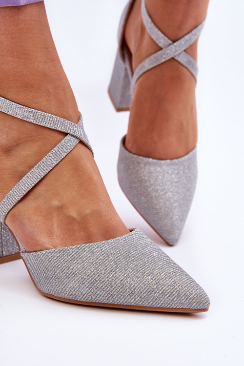 Модні туфлі з блискітками на каблуці Silver Galaxy