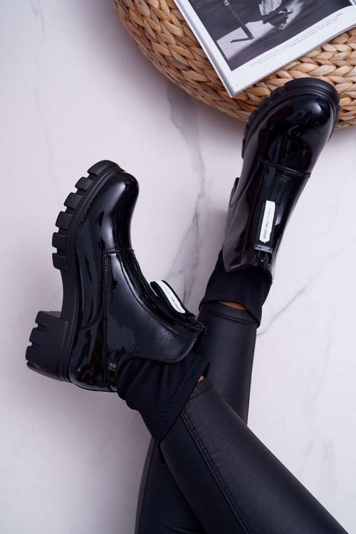 Чоботи жіночі на плоскій підошві Чорні Emelia