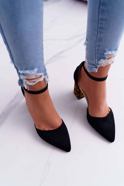 Жіночі туфлі на шпильці з леопардовим принтом Black Ferri