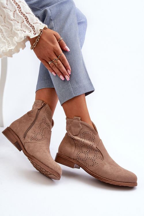 Жіночі бежеві ботильйони з вирізом S.Barski HY66-151