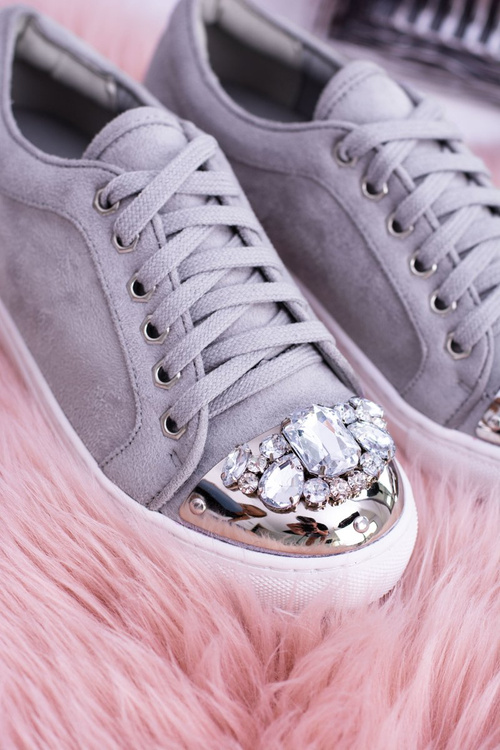 Сірі кросівки Lu Boo з блискучими кристалами