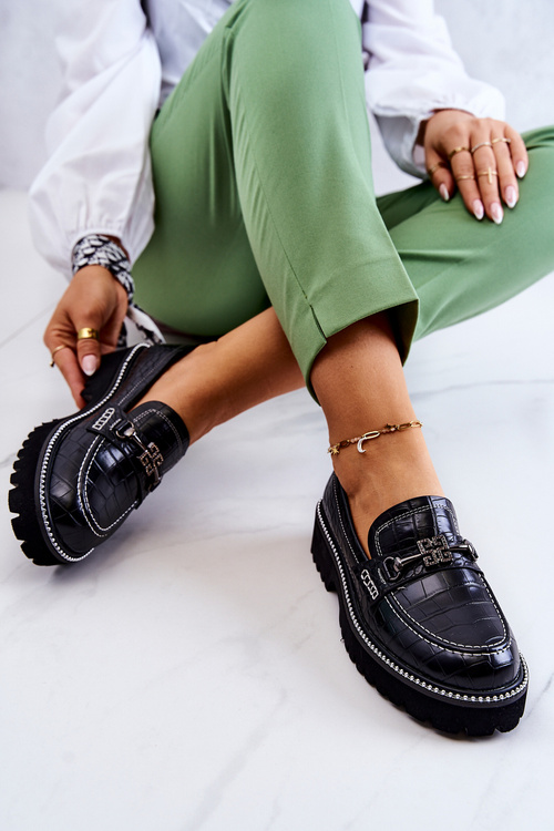 Шкіряні туфлі Snake With Ornament Black Adison