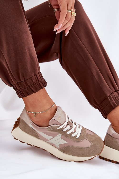 Жіночі Спортивні Черевики З Замші На Платформі Vinceza 66720 Бежеві