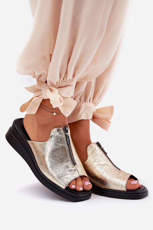 Жіночі Сандалі На Платформі З Блискавкою Золоті Irriva