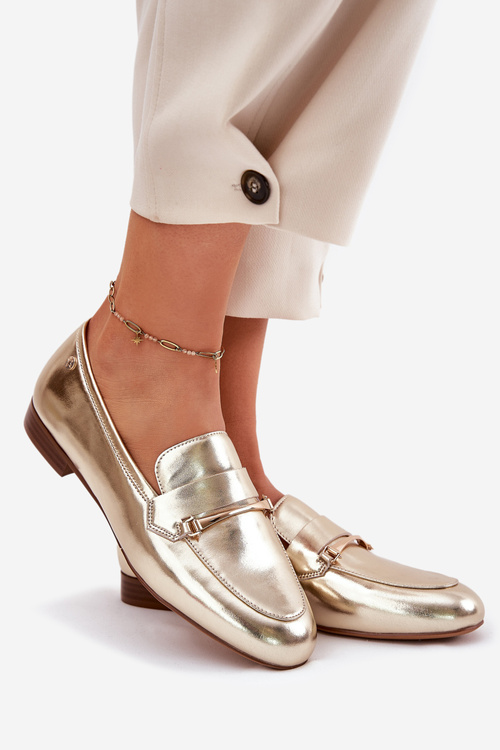 Шкіряні Полуботинки Мокасини Жіночі Maciejka K6809-25 Золоті