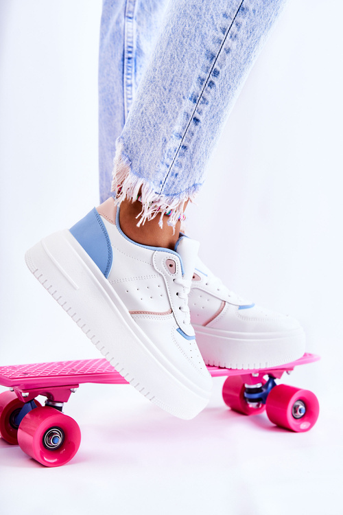 Жіноче спортивне взуття на зав'язках Кросівки біло-сині Manila