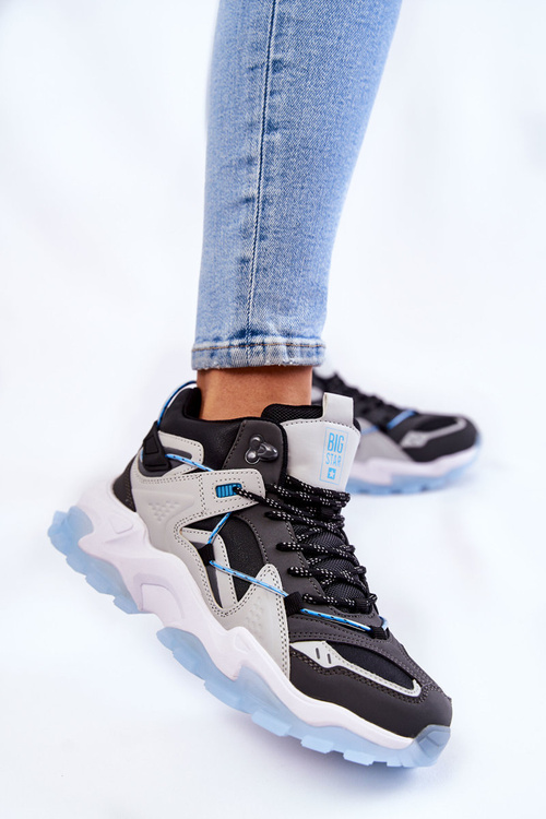 Жіноче спортивне взуття на масивній платформі Big Star KK274386 чорно-сірий