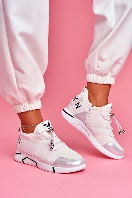 Спортивні жіночі туфлі на блискавці та підтягуванні, білі терфіни