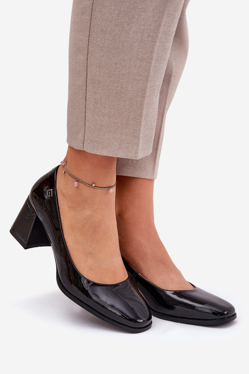 Лакові Шкіряні Туфлі На Каблуці Vinceza 91130 Чорні