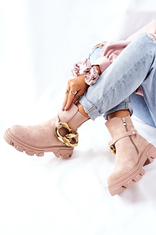 Жіночі утеплені черевики челсі бежеві Visione