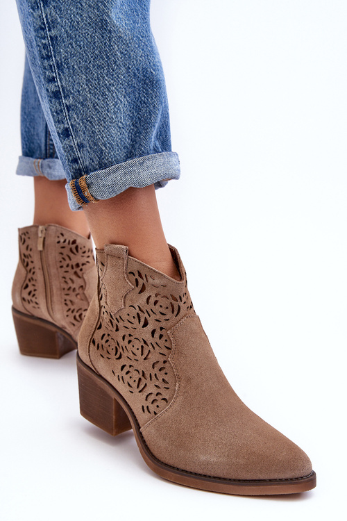 Шкіряні ковбойські чоботи D&A SN622-21 Темно-бежеві