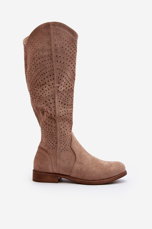 S.Barski HY66-150 Прозорі чоботи на плоскій підошві Бежеві