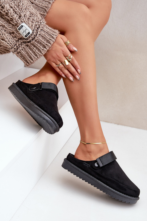 Теплі жіночі тапочки на платформі чорні Neliel