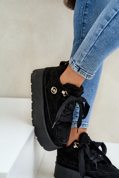 Жіночі кросівки на платформі з флісовою підкладкою, чорні Velarisea