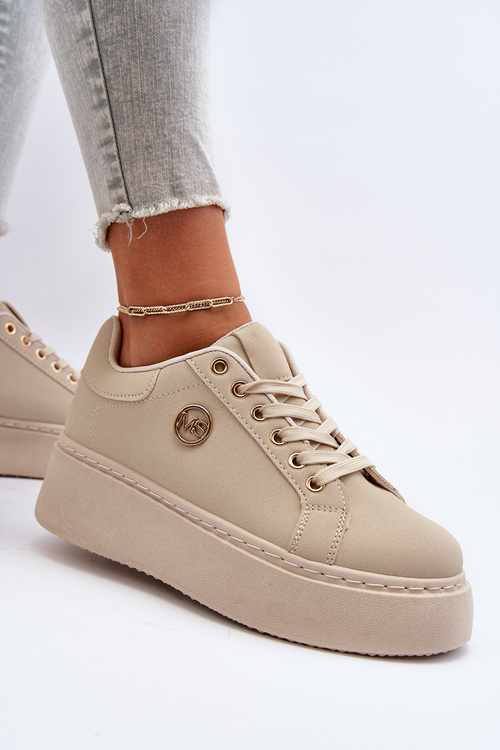 Жіночі кросівки на платформі бежевого кольору Eshen
