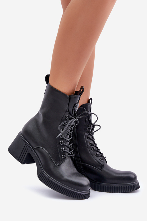 Чоботи жіночі утеплені з натуральної шкіри чорні Vinceza 66671