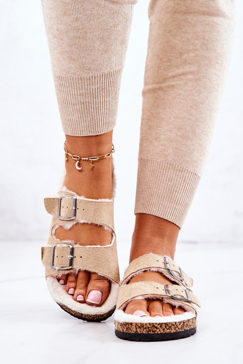 Замшеві теплі тапочки бежеві Adeline