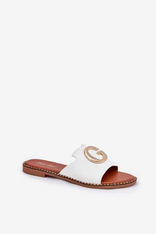 Еко Шкіряні Плоскі Жіночі Сандалі З Декоративним Елементом Білі Frelie