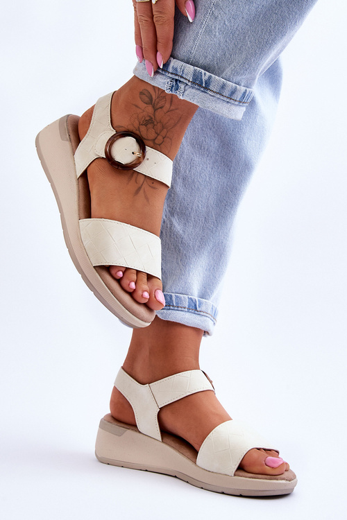 Зручні босоніжки на танкетці Beige Menaro