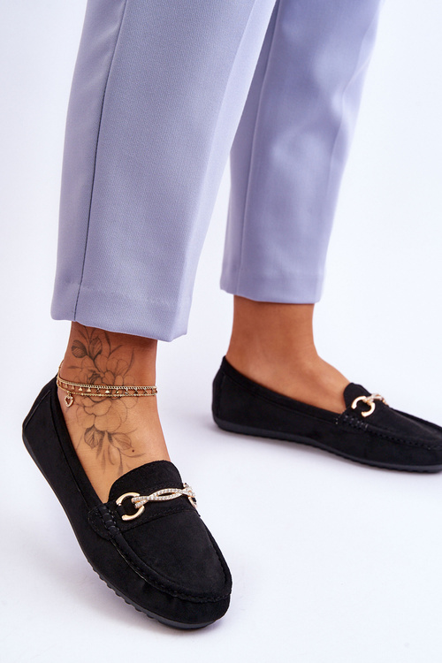 Класичні замшеві лофери з прикрасами Black Amera