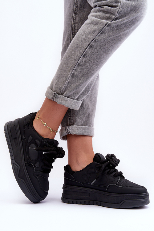 Жіночі кросівки на платформі чорні Finos