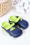 Дитячі поролонові тапочки Crocs Navy Blue-Green Oliver