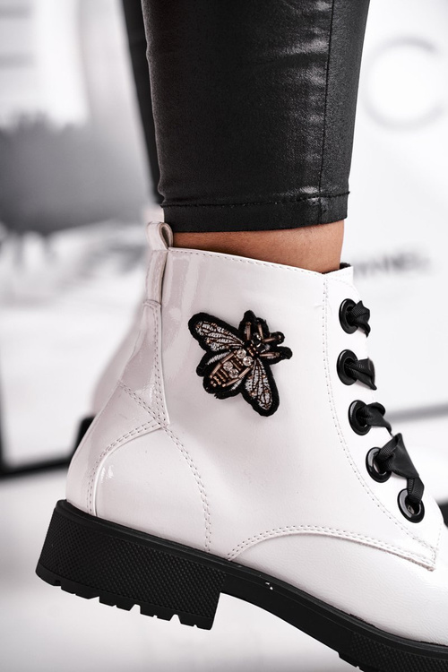 Жіночі черевики на плоскій каблуці білі Sergio Leone BT530