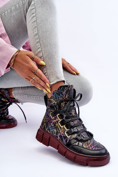 Шкіряні черевики на шнурівці Maciejka 06158-01 Чорні