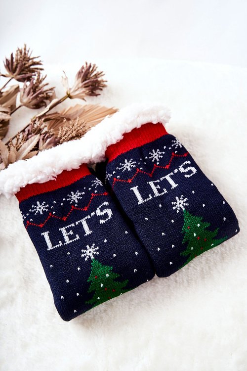 Новорічні довгі шкарпетки Christmas Tree Navy Blue