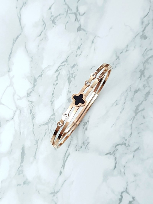 Жіночий сталевий браслет з чотирма цирконами з рожевого золота Avior