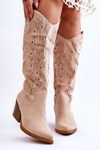 Ажурні замшеві чоботи бежеві Elavi