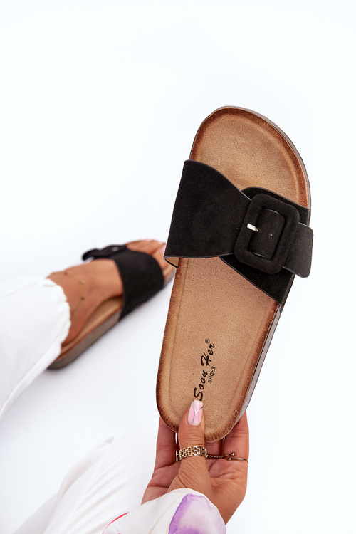 Жіночі чорні босоніжки зі штучної замші з пряжкою Laeltia