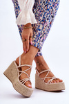 Модні босоніжки на танкетці з косою Бежеві Nessia 