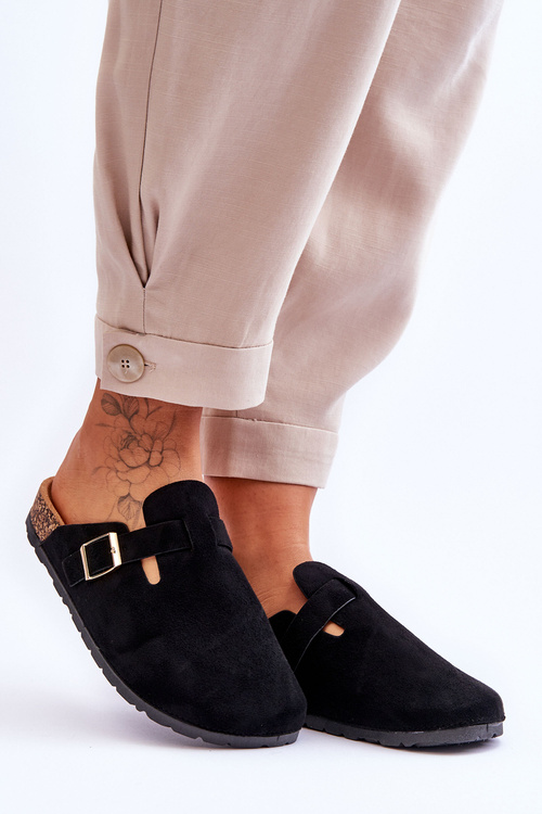 Замшеві босоніжки на корковій платформі Чорні Vellma