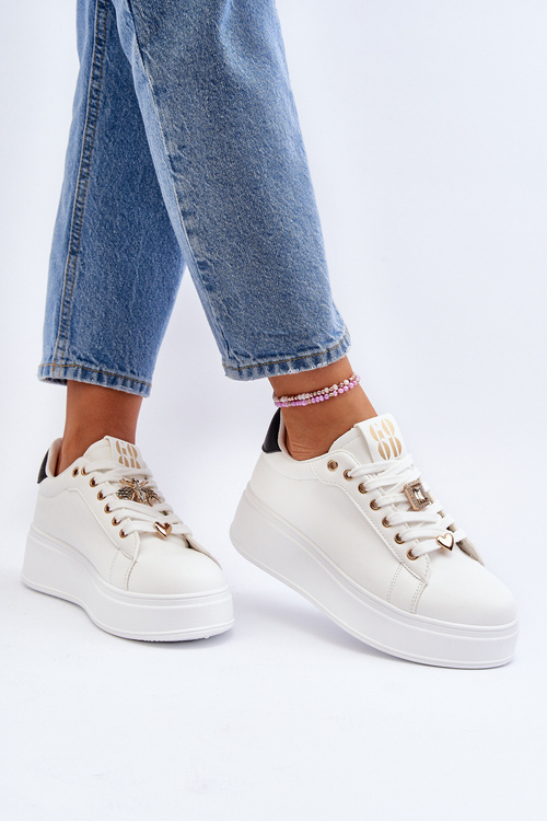 Жіночі кросівки на платформі з білими прикрасами Herbisa