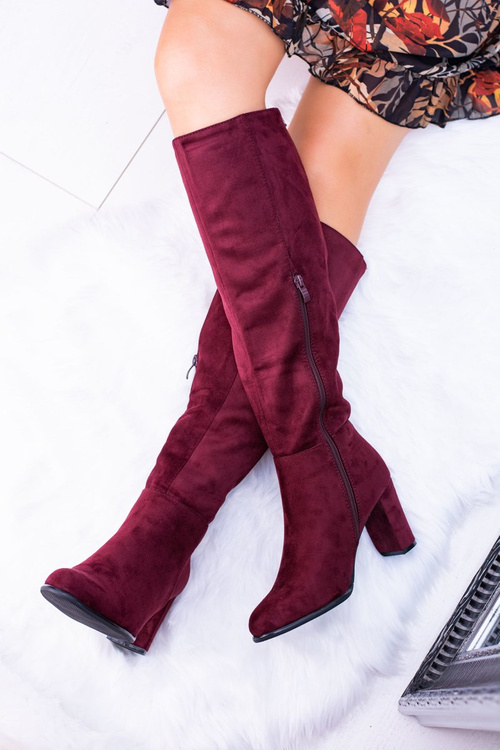 Бордові жіночі замшеві чоботи Sergio Leone KZ271